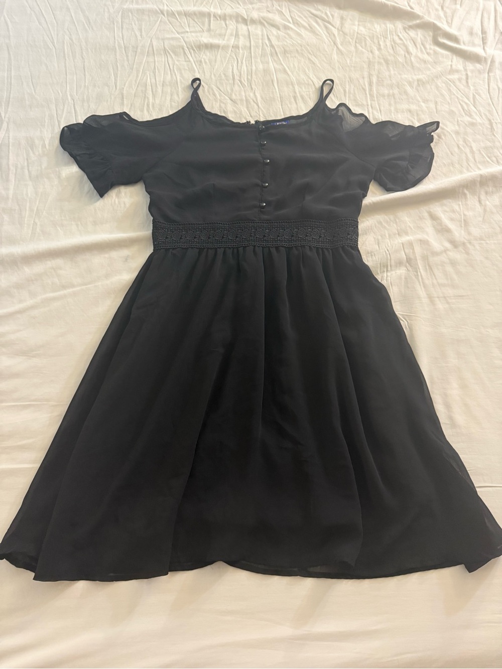 Disney Black Cold-Shoulder Spaghetti Strap Dress